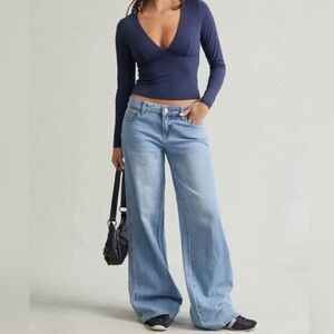 🆕 PacSun Casey Low Rise Baggy Wide Denim Jeans Women’s Size 24